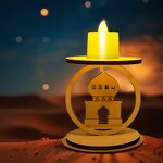 Ramadan Decorations Manufacturer - 2024 Gift Holiday Moon Castle Candlestick DIY Three-dimensional Wooden Candle Holder