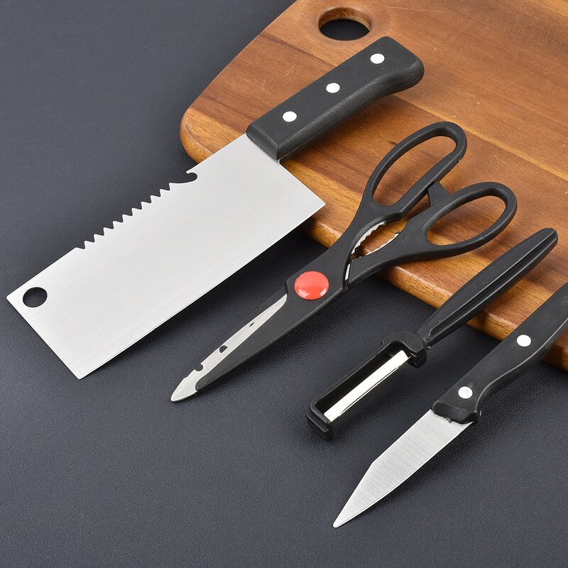 Knife Set Manufacturer - Hot Seller Chinese 4 Pieces Stainless Steel With Chopper Chef Paring Scissors Peeler