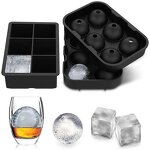 Ice Cube Tray Manufacturer - 2 Inch Hot Sale 6 Trays Silicone Ice Maker square and Sphere Shape for bar and Home