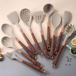 Kitchen Utensils Set Manufacturer - 11 Pieces Non Stick Kitchenware Cookware Premium Cooking Wooden Silicone with Wooden Handle