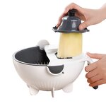 Vegetable Cutter Manufacturer - 2024 Multifunctional Kitchen Veggie Fruit Shredder Grater Slicer Rotate 9 in 1 Manual With Drain Basket