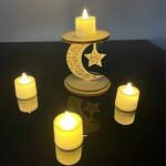 Ramadan Decorations Manufacturer - 2024 Gift Holiday Moon Castle Candlestick DIY Three-dimensional Wooden Candle Holder