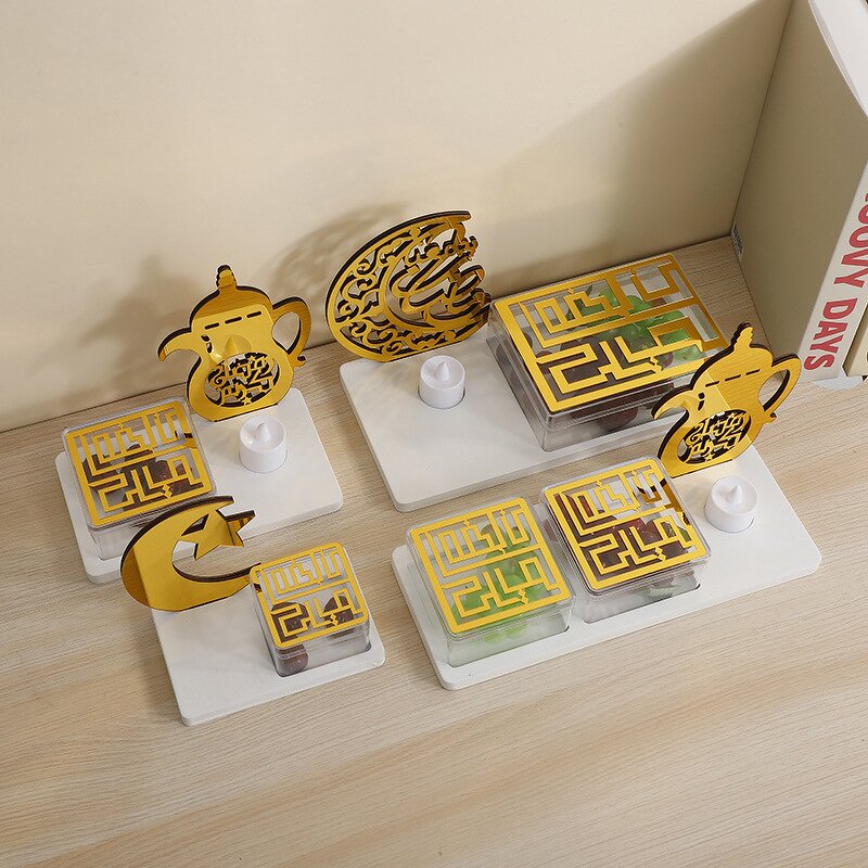 Acrylic Candy Box Manufacturer - Nice Eid Mubarak Ornament Candlestick Storage Box Decorations Festival Home Crafts