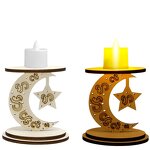 Ramadan Decorations Manufacturer - 2024 Gift Holiday Moon Castle Candlestick DIY Three-dimensional Wooden Candle Holder
