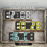 LED Digital Table Clock Manufacturer - Modern 3D Color Screen Desktop Calendar Plastic Wall-Mounted for Decorative Use or Gift