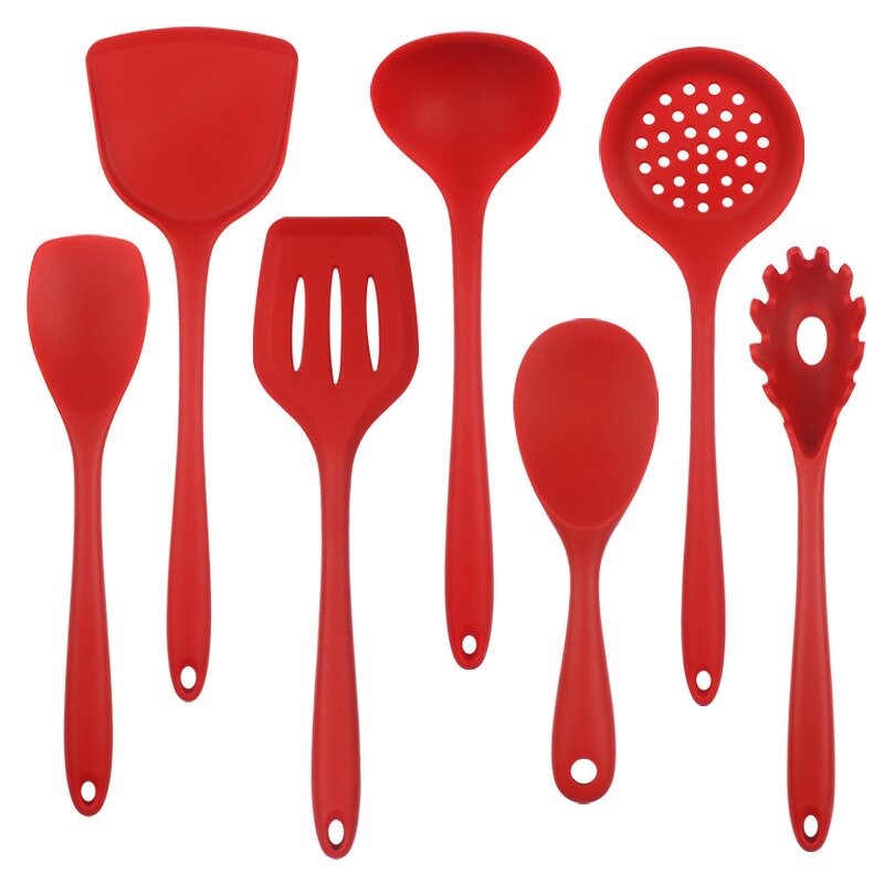 Pot Set Manufacturer - Hot Selling Non Stick 7 Heat Resistant Black Silicone Kitchenware Cooking Tools