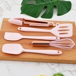 Children's Kitchenware Set Manufacturer - Hot Sale Pink 5-piece Mini Silicone for Baking Cooking Small Utensils