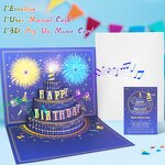 Birthday Card Manufacturer - Happy Fireworks Cake 3D Pop up Gift with Envelope 3d Greeting for Women Men Kids