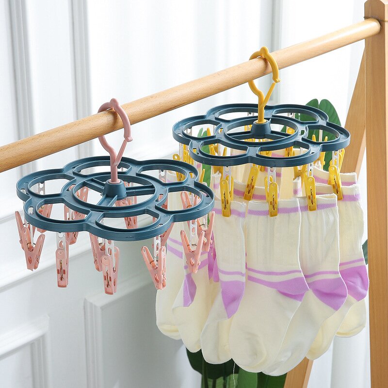 Hooks Manufacturer - Household Multifunctional Dormitory Socks Drying Rack Multi Clip Baby Windproof Clothes Hanging Underwear