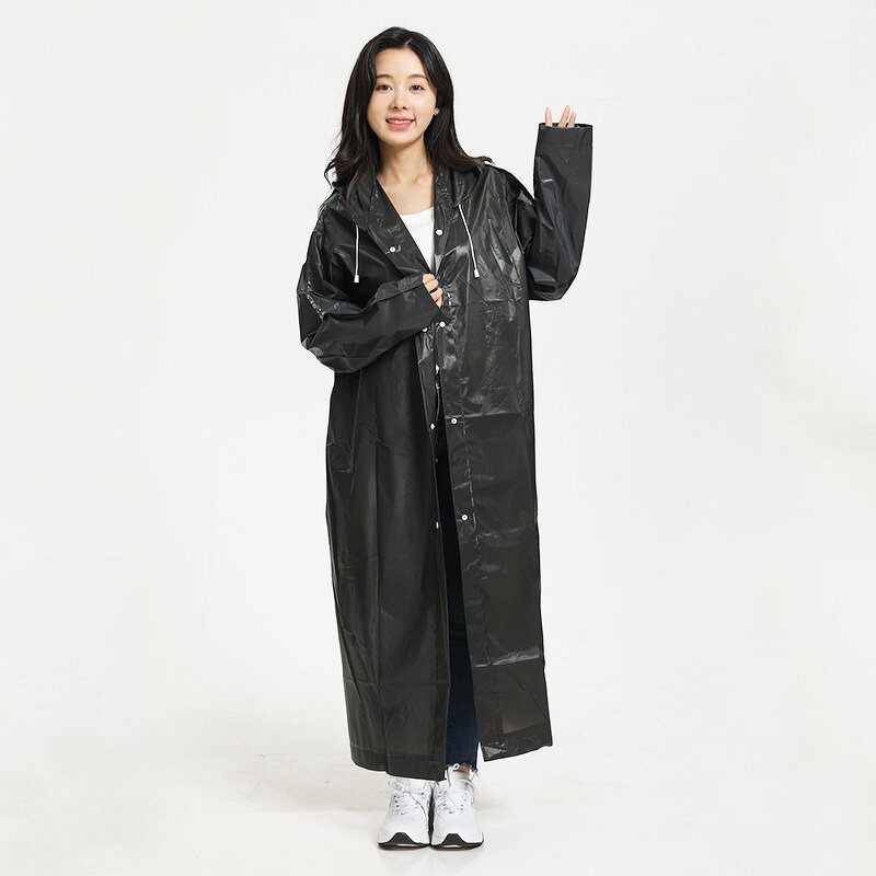 Raincoat Manufacturer - Men's Long Eva Waterproof Reusable Poncho With Hood for Hiking Fishing