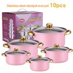 Cookware Set Manufacturer - 10 Piece Wholesale Kitchen Ware Stock Pot Stainless Steel Cooking Milk and Soup Pot