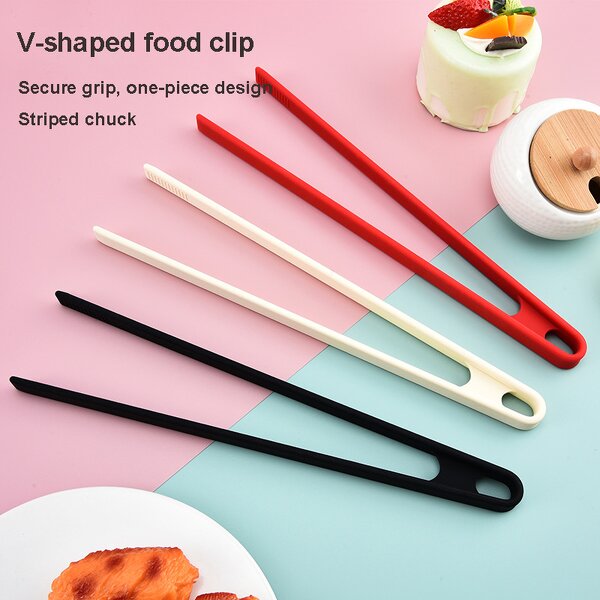 Food Clip Manufacturer - Wholesale One-piece Silicone Household Breakfast Bread Tong Pure Color Buffet Folder