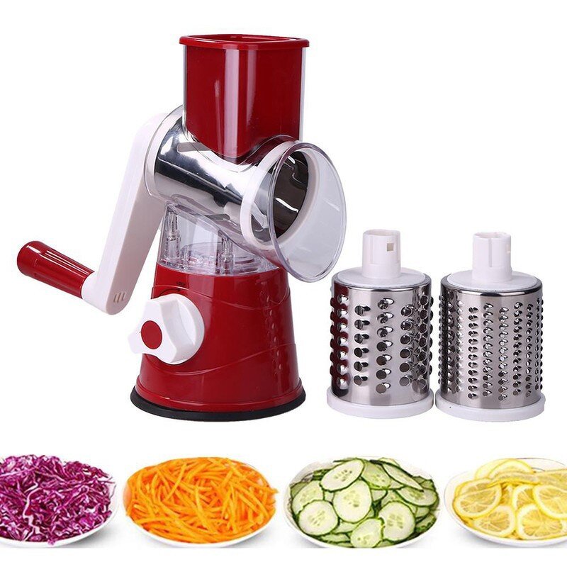 Vegetable Slicer Manufacturer - Multifunctional Kitchen Accessories Tabletop 3 in 1 Spiral Slicer Manual Rotary Cheese Grater