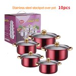 Cookware Set Manufacturer - 10 Piece Wholesale Kitchen Ware Stock Pot Stainless Steel Cooking Milk and Soup Pot