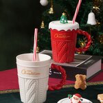 Ceramic Cups Manufacturer - Classic Christmas Party Souvenir Gift Santa Tree Design With Lid 400ml Coffee Mugs