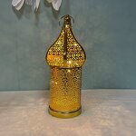LED Iron Lantern Manufacturer - Temple Moroccan Style Decorative Candle Holder Gold Ornate Antique Inspired Wedding Eid
