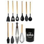 Kitchen Utensils Set Manufacturer - 12 Pieces Accessories Cooking Silicone with Wooden Handle