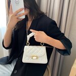 Messenger Handbag Manufacturer - 2025 Korean Fashion Women's Hot Sell Small Square Chain Single Lattice Shoulder Strap Wholesale PU