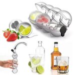 Ice Ball Cube Moulds Manufacturer - 4 Holes 3d Sphere Large Round Transparent Palet Sphere Hockey Puck Maker Plastic Whisky Tray