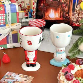 Christmas Ceramic Cups Manufacturer - Factory Direct-sale Ins Hand-painted Tall Creative and Cute Snowman Ice Cream Mugs
