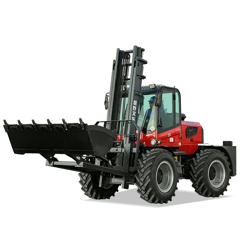 Rough Terrain Forklift Manufacturer - 2025 4WD Rear Wheel Steering 3 Ton 3.5 Ton 4Ton 5Ton with Optional Attachment