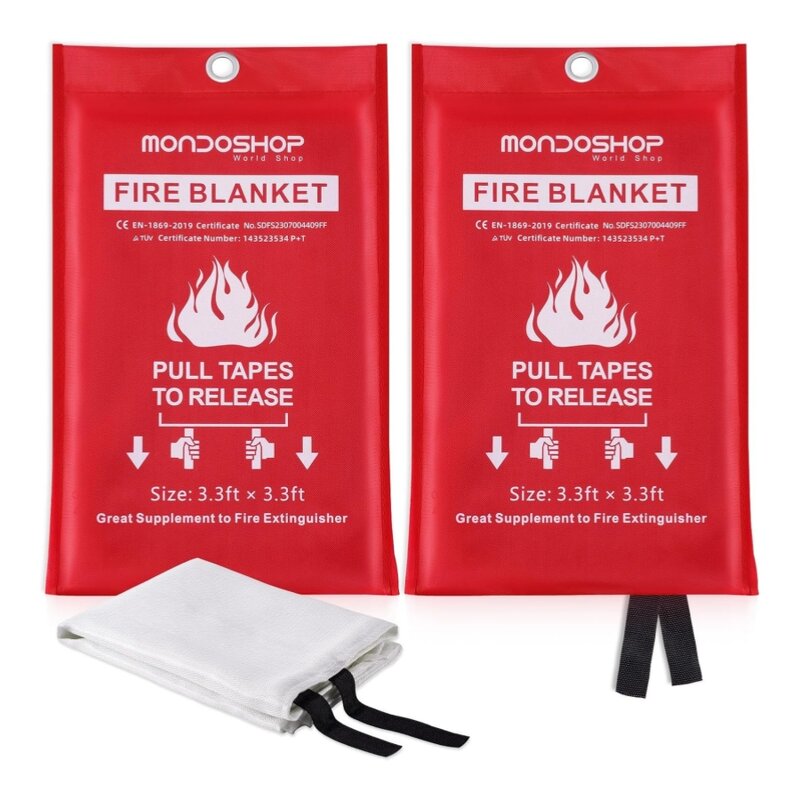 Fire Blanket Manufacturer - 1m X 1m Flame Retardant Safety Fiberglass Emergency UK Approved 550C Temperature Resistance 0.4-3mm