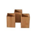 Pen Holder Manufacturer - Wholesale Custom Bamboo Crafts Square Shape Bamboo Wooden for Office Desktop