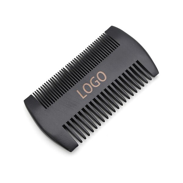 Comb Manufacturer - Custom Logo Handmade Double Wide Tooth Pocket Black Peach Wooden for Bathroom
