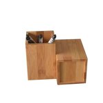 Pen Holder Manufacturer - Wholesale Custom Bamboo Crafts Square Shape Bamboo Wooden for Office Desktop