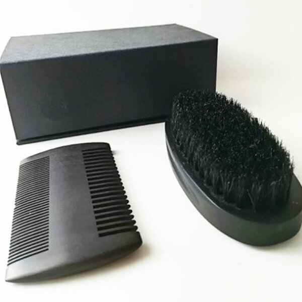 Beard Grooming Kit Manufacturer - Custom Logo Men Beard Care Set Wooden Comb Boar Bristle for Travel
