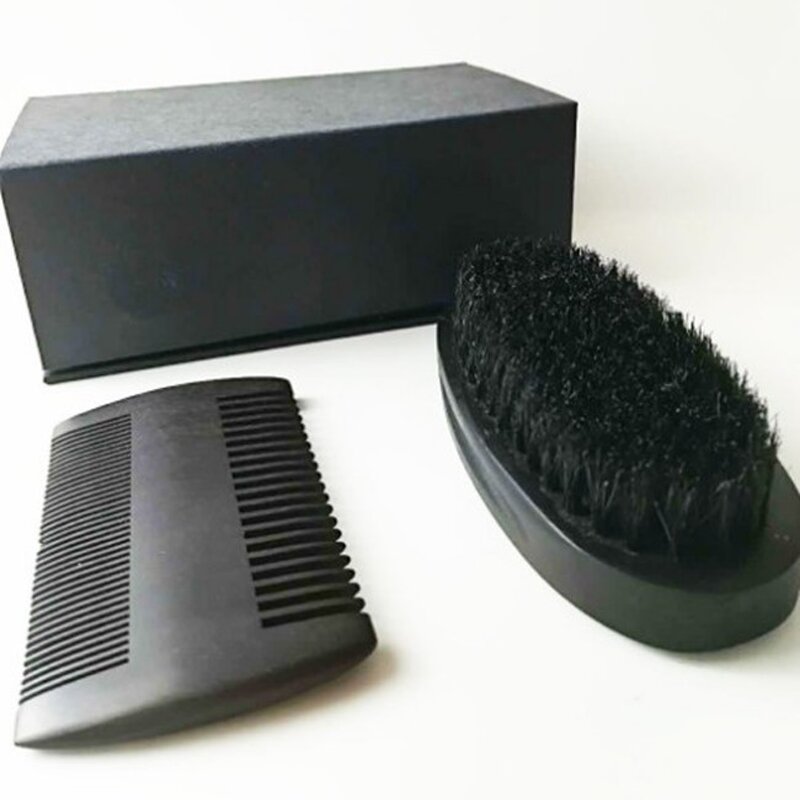 Beard Grooming Kit Manufacturer - Custom Logo Men Beard Care Set Wooden Comb Boar Bristle for Travel