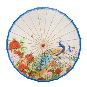 Umbrella Manufacturer - Hot Sale Rainproof Wooden Handle Handmade Chinese Peacock Oiled Paper With Parasol 33"