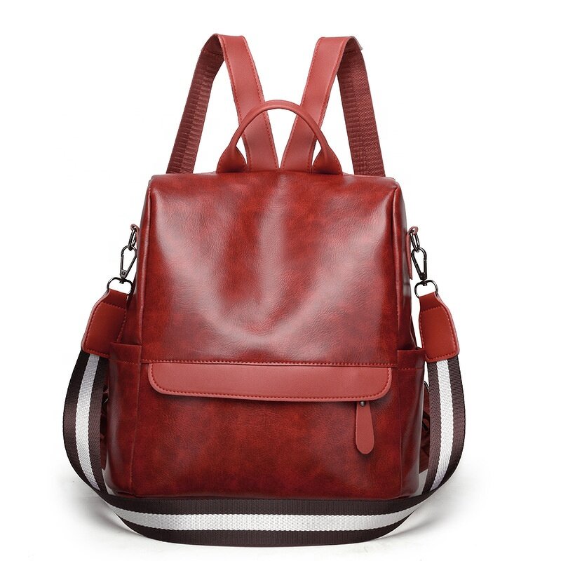 PU Backpack Manufacturer - 2021 New Simple Personality Waterproof Anti-theft Korean Casual All-match Soft Leather for Women