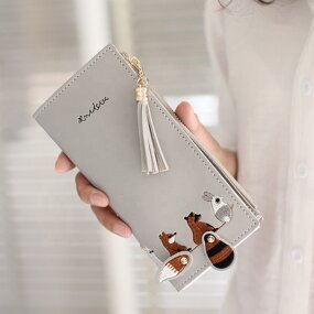 Women Wallet Manufacturer - Customized Cute Animal Embroidered PU Leather Long Slim
