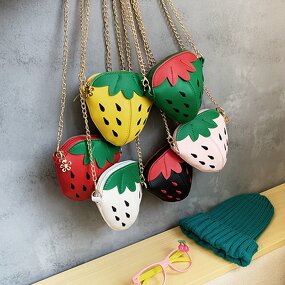 Children's Bag Manufacturer - New Embroidery Thread Cute Strawberry One-shoulder Messenger Chain