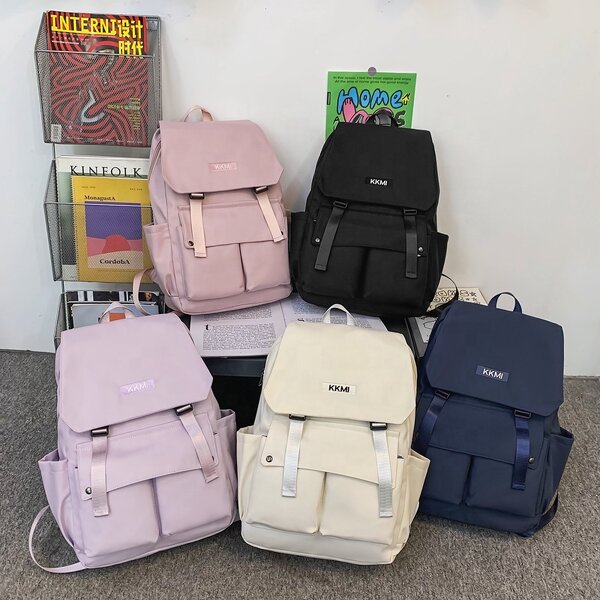 Student Backpack Manufacturer - Wholesale Nylon Fabric High Quality Solid Color Portable Storage Youth Travel Couple Leisure College