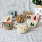 Coin Purse Manufacturer - Cute Princess Fashion Mini One-shoulder Children's Hand-woven Messenger Straw Beach Bag