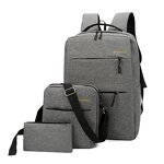 Backpack Manufacturer - Men's Business Korean Version Casual Simple Fashion Three-piece with USB Charging Port