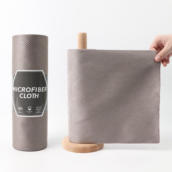 Microfiber Cloth Manufacturer - Roll Shaped Fish Scale Hand Torn Thick Style Glass Kitchen Lazy Dishwashing for Water Stains
