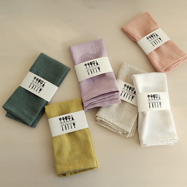 Kitchen Napkins Manufacturer - Cotton and Linen Household Plain Colored Placemats square Tea Napkins