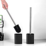 Toilet Brush Manufacturer - Newest Household Oval Shaped Stainless Steel Black Matting Coated Cleaning Brushes
