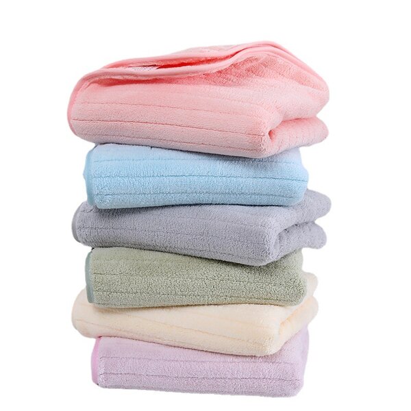 Bathroom Towel Set Manufacturer - Edgeless Microfiber Coral Fleece Soft Polyester Knitted Bath Towels
