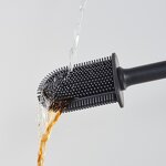 Toilet Brush Manufacturer - Newest Household Oval Shaped Stainless Steel Black Matting Coated Cleaning Brushes