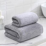 Bath Towel Set Manufacturer - 70 * 140cm Coral Velvet Water Ripple Quick Dry Absorbent Knitted Face Wash Towel for Household