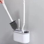 Toilet Brush Manufacturer - Fancy Silicone Brush Head Wallmounted Auto Holder with Suction Cup