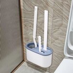 Toilet Brush Manufacturer - Fancy Silicone Brush Head Wallmounted Auto Holder with Suction Cup