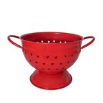 Fruit Basket Manufacturer - Galvanized Metal Round Kitchen Colander with Colorful Punching Holes & Enamel Handle for Washing