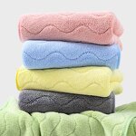 Bath Towel Set Manufacturer - 70 * 140cm Coral Velvet Water Ripple Quick Dry Absorbent Knitted Face Wash Towel for Household