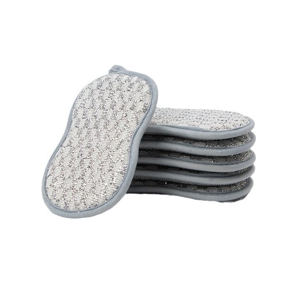 Sponge Dishwashing Brush Manufacturer - Silver Wire Thickened Multifunctional Double-Sided Polyester Cloth Replaces Steel
