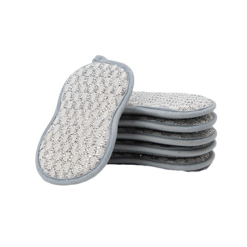 Sponge Dishwashing Brush Manufacturer - Silver Wire Thickened Multifunctional Double-Sided Polyester Cloth Replaces Steel
